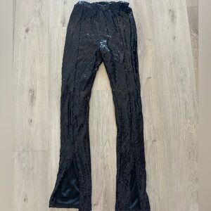 Black Sequin Flare Pants